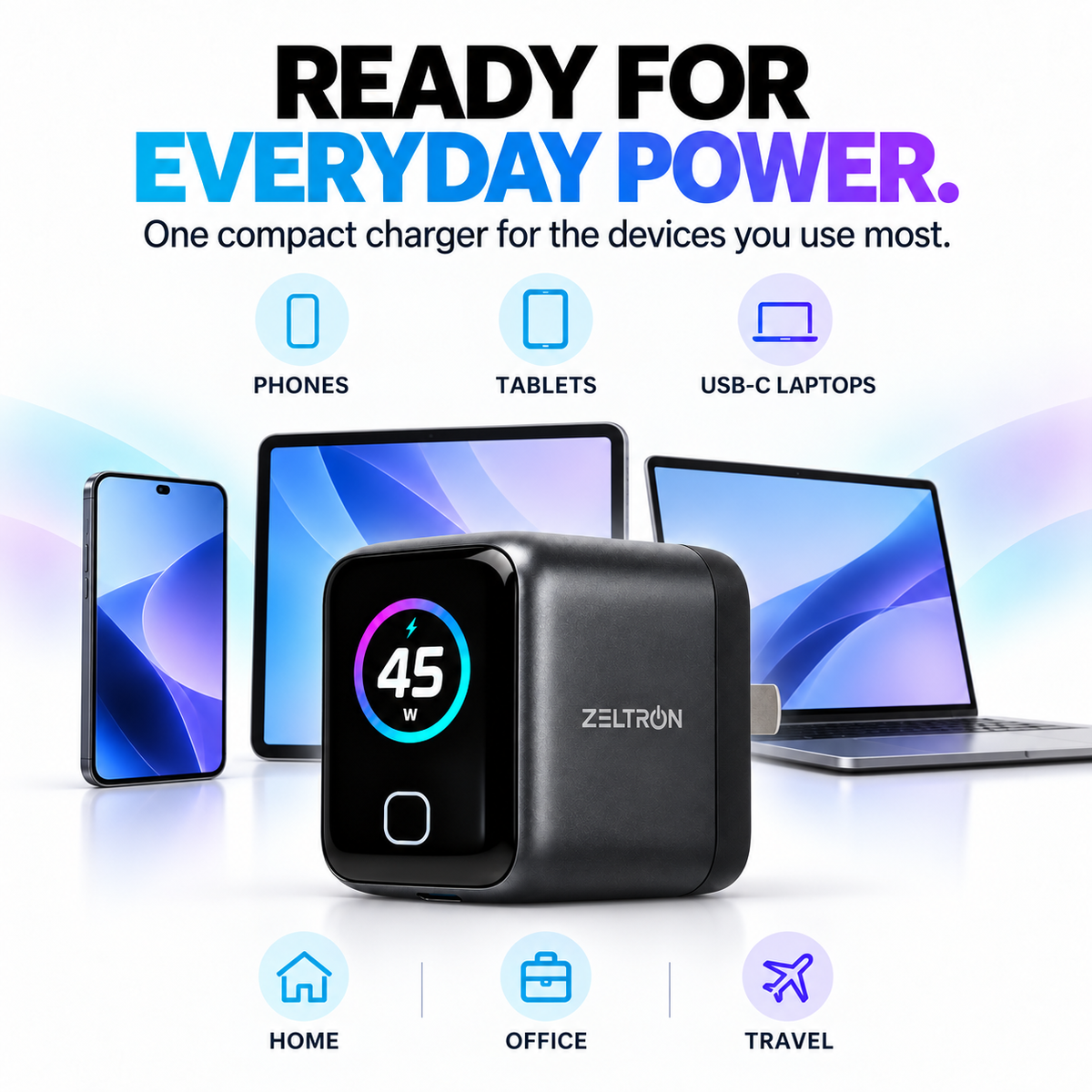 ZiVO 45W GaN Smart Display Charger