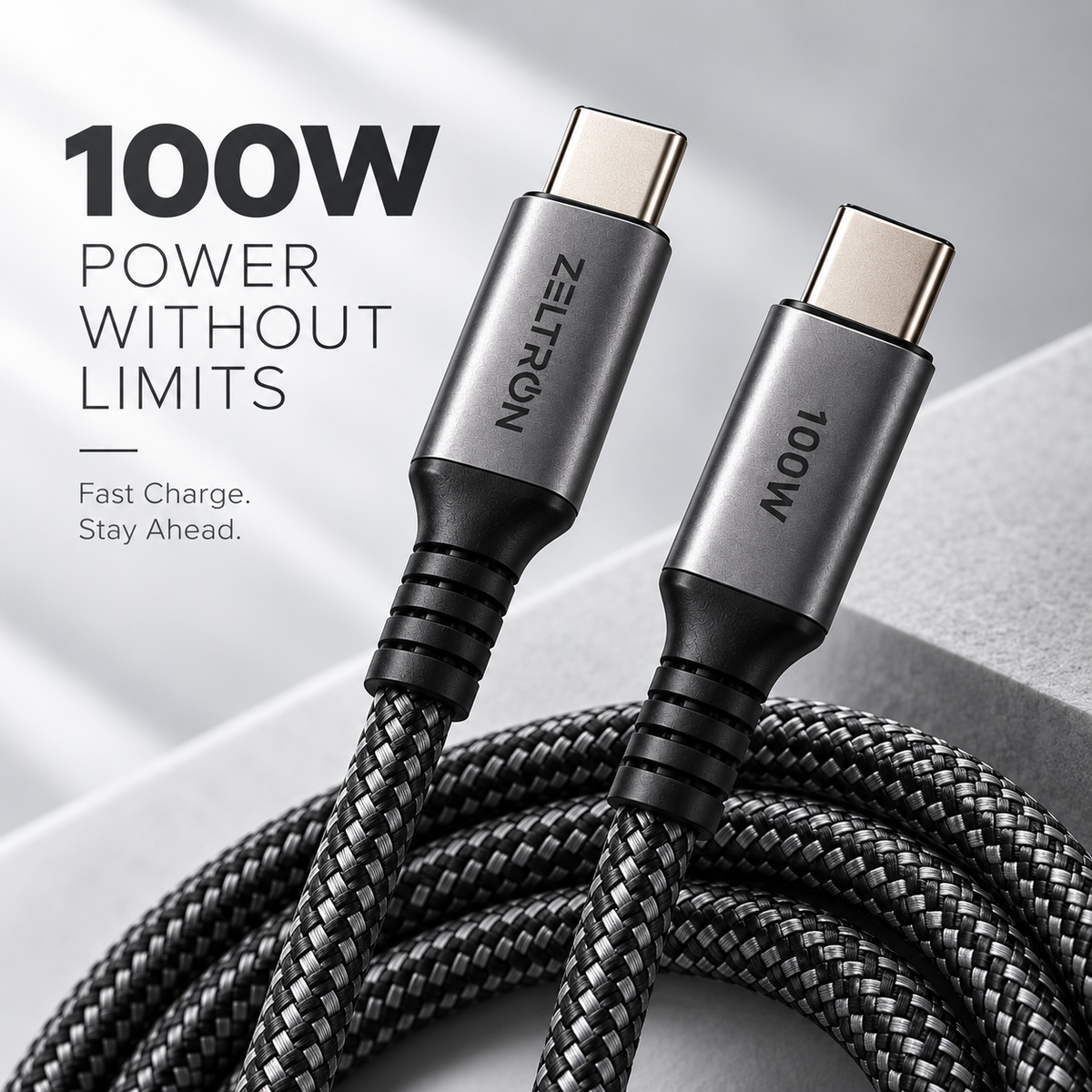 Z-Pulse 100W USB-C to USB-C PD Nylon Braided Cable with E-Marker Chip