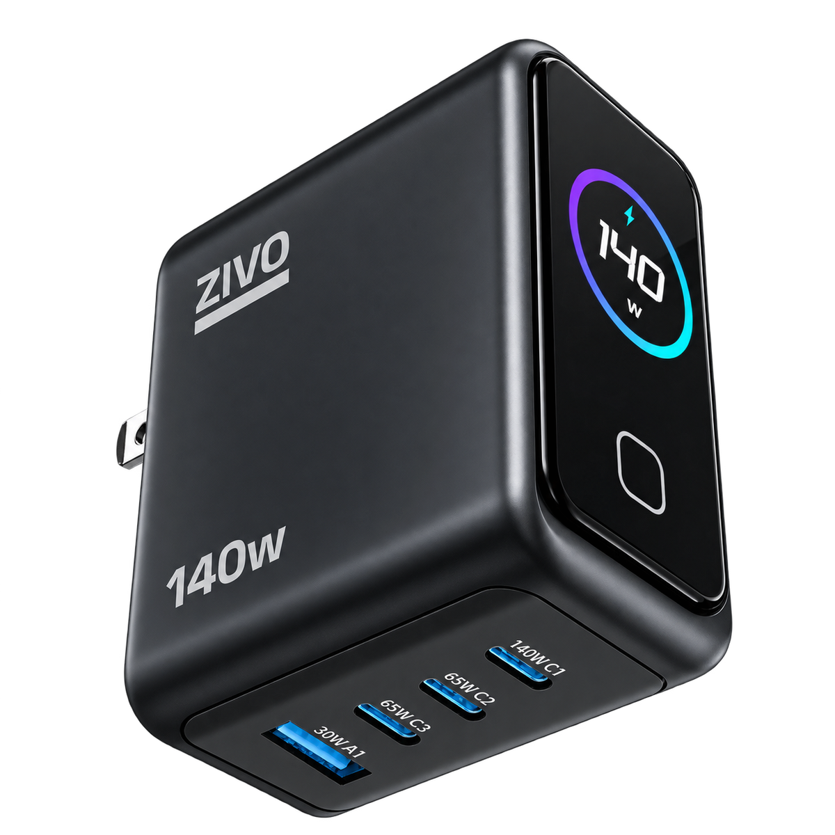 ZiVO 140W 4-Ports GaN Smart Display Charger