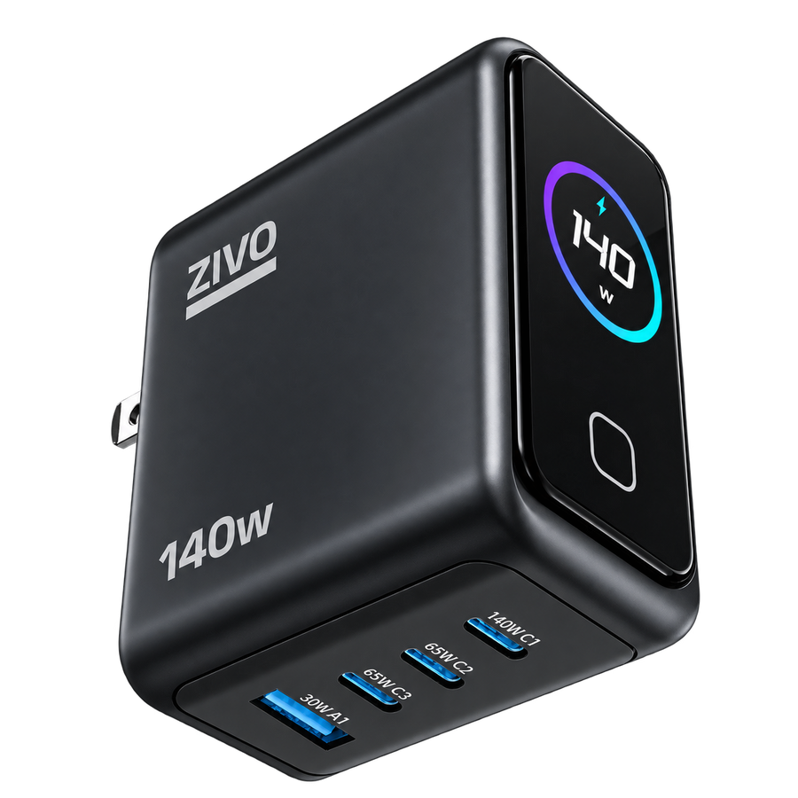ZiVO 140W 4-Ports GaN Smart Display Charger