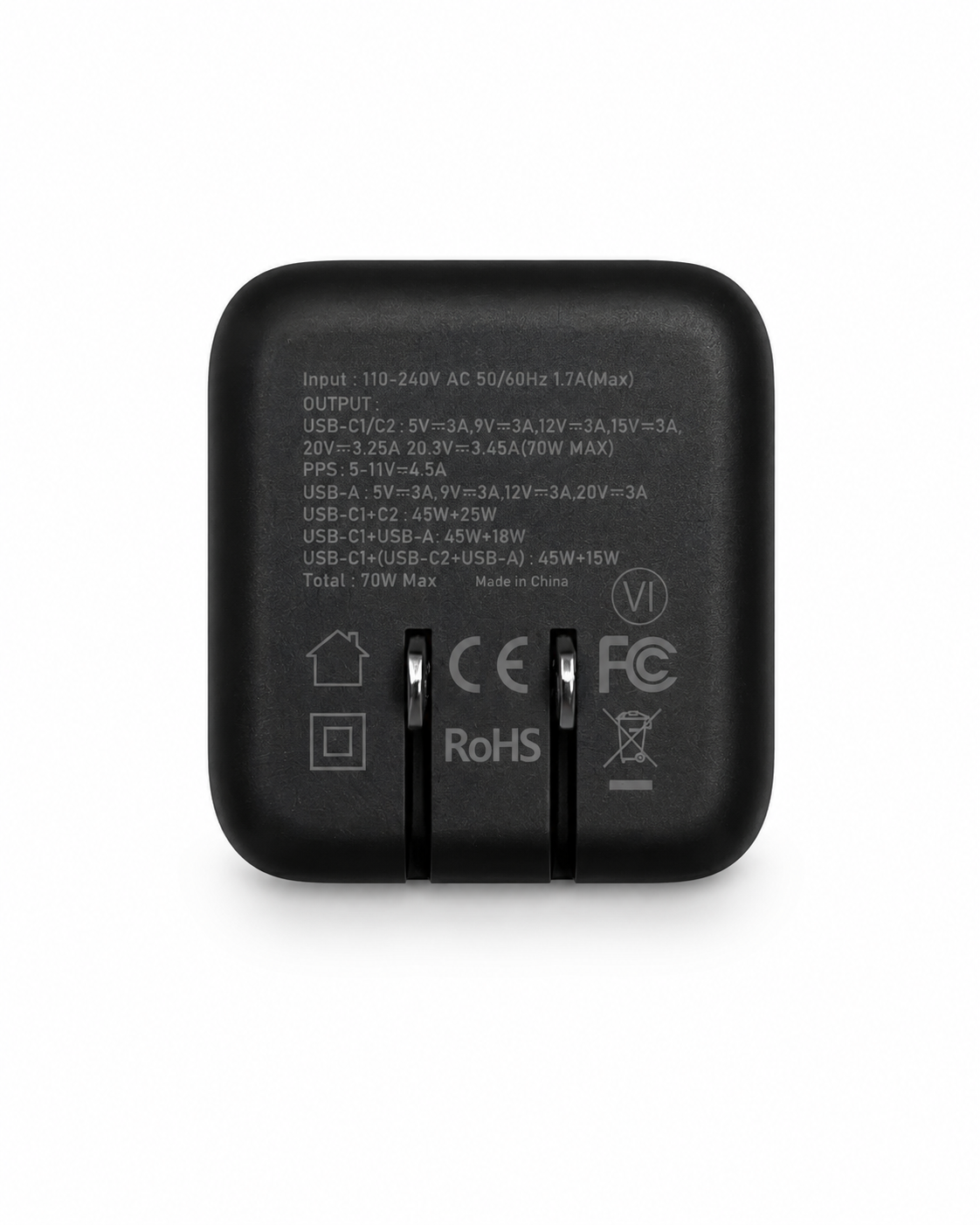 ZiVO 70W 3 Ports GaN Smart Display Charger with Built-in Retractable Cable