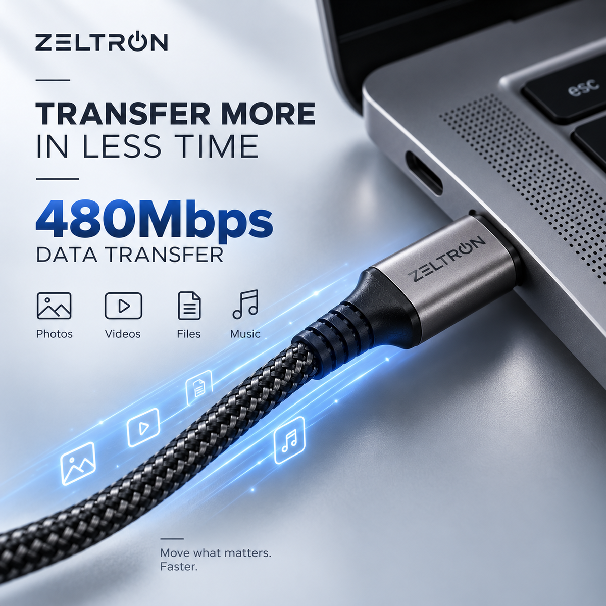 Z-Pulse 100W USB-C to USB-C PD Nylon Braided Cable with E-Marker Chip