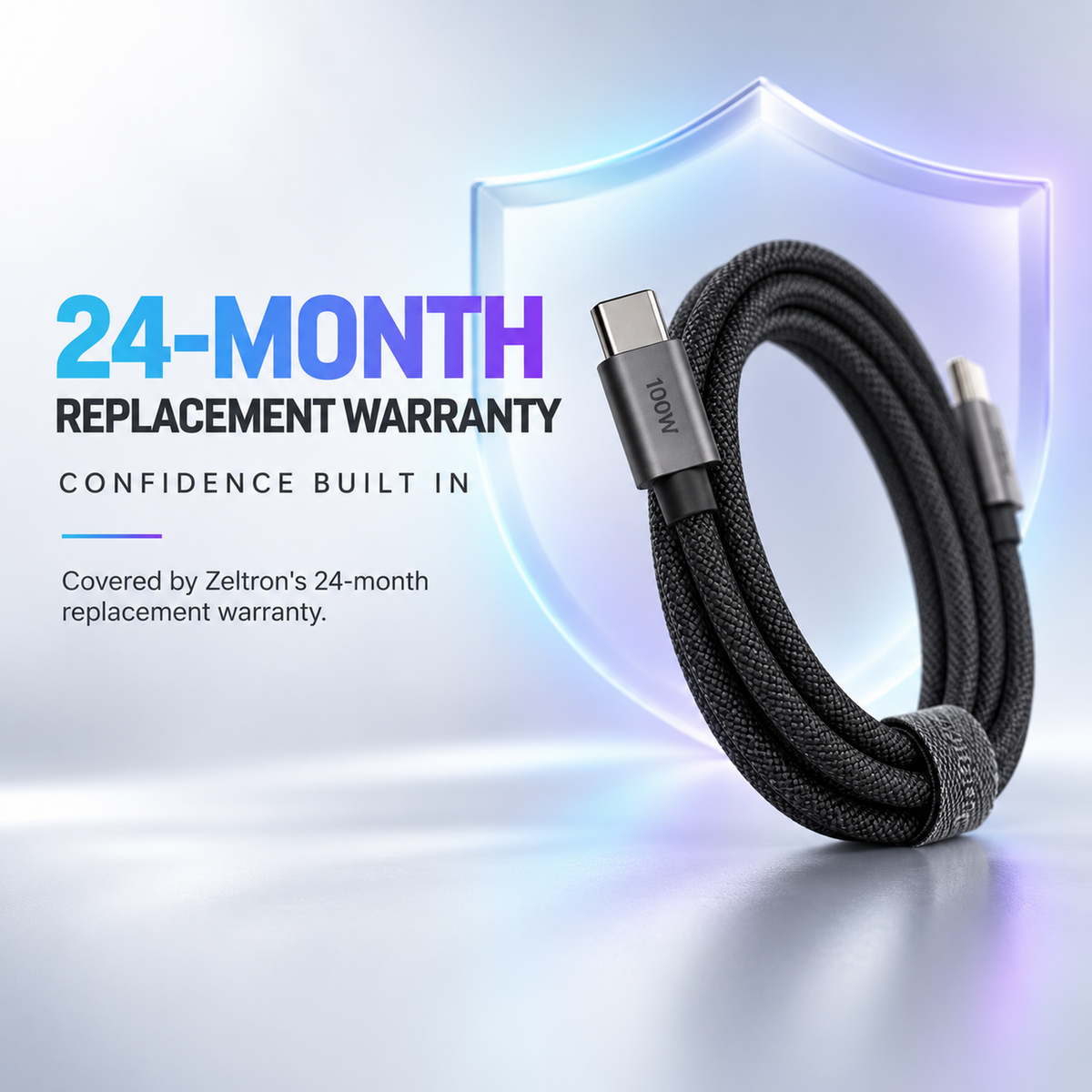 Z-Pulse 100W USB-C to USB-C PD Flex Mesh Cable with E-Marker Chip