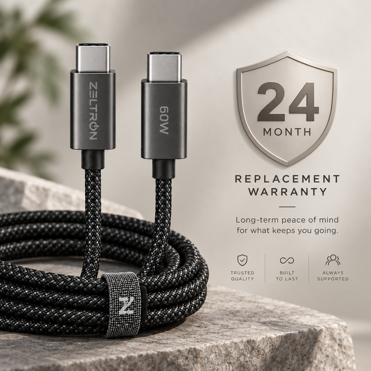 Z-Pulse Flex Mesh 60W USB-C to USB-C Fast Charging Cable