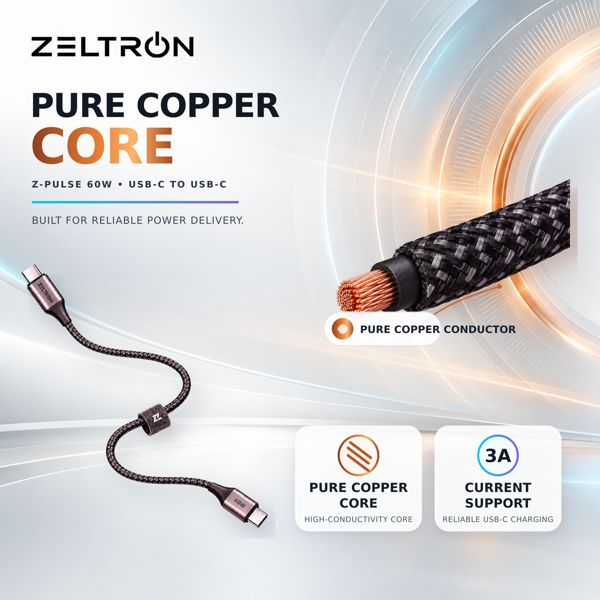 Z-Pulse 60W USB-C to USB-C PD Nylon Braided Cable