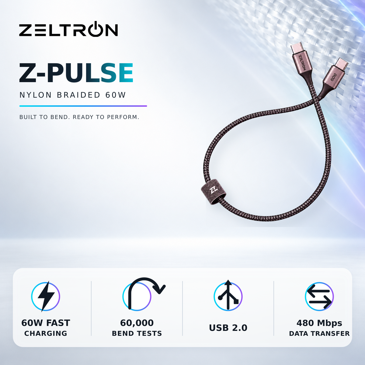 Z-Pulse 60W USB-C to USB-C PD Nylon Braided Cable