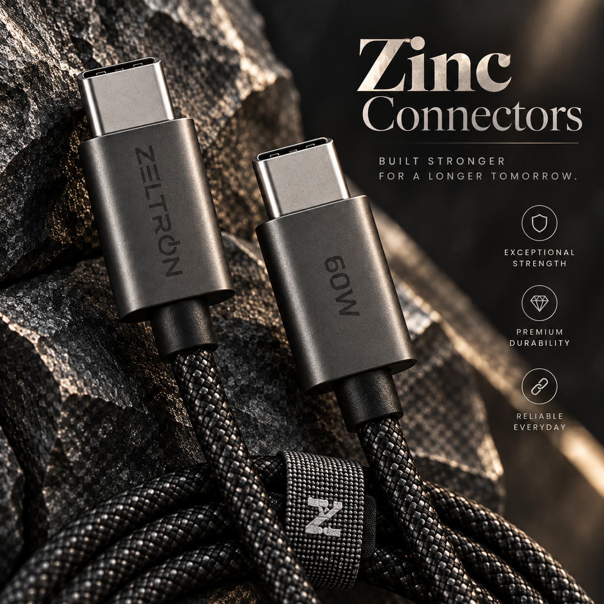 Z-Pulse Flex Mesh 60W USB-C to USB-C Fast Charging Cable